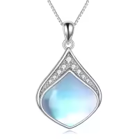 wholesale 925 Sterling Silver Moonstone Lapis Larimar Moss Agate Teardrop Filigree Pendant-Moonstone teardrop necklace with cz