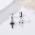 wholesale 925 Sterling Silver Cross & Crown Of Thorns Huggie Hoop Earrings For Men/Women-0-5