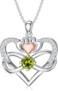 wholesale 925 Sterling Silver Peridot and Rose Gold Heart Pendant Necklace for Women Gifts-0-0