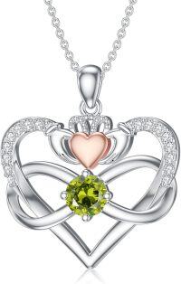 wholesale 925 Sterling Silver Peridot and Rose Gold Heart Pendant Necklace for Women Gifts-Peridot