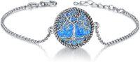 wholesale Sterling Silver Abalone Blue Opal Turquoise Malachite Tree of Life Bracelet-opal tree