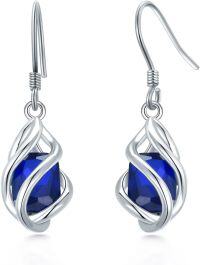 wholesale 925 Sterling Silver May Birthstone Dangle Drop Earrings Mother s Day Valentine s Birthday Anniversary Gifts for Women Girls-09-Sep-Sapphire