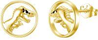 wholesale 925 Sterling Silver Dinosaur Stud Hoop Earrings - Gold Tone Hypoallergenic Jewelry for Women and Girls-dinosaur-3