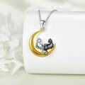 wholesale 925 Sterling Silver Crescent Moon with Cats Pendant Necklaces for Women Gifts-0-4