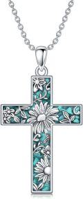 wholesale  Sterling Silver Turquoise Cross Necklace with Birth Flower Pendant -0-0