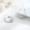 wholesale 925 Sterling Silver Heart-Shaped Rose Gold Inlay Hypoallergenic Hoop Earrings for Women Girls 14mm Diameter-0-2