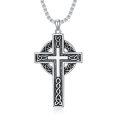 wholesale 925 Sterling Silver Celtic Cross Pendant Necklace White Gold Plated Vintage Trinity Knot-0-0