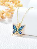TOUPOP 14K Yellow Gold Butterfly Pendant Necklace For Women Birthday Gifts-0-4