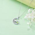 wholesale Sterling Silver Birthstone Cat in Moon Pendant Necklace for Women-0-1