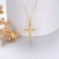 wholesale 14K Gold Diamond Cross Pendant Necklace with Chain for Women 23 Length-0-2