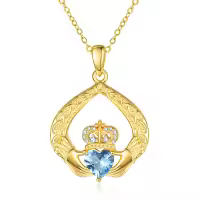 wholesale 925 Sterling Silver Claddagh Birthstone Pendant Necklaces for Women-12 Dec - Topaz