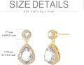 wholesale TOUPOP Birthstone Teardrop Stud Earrings For Women 14k Gold Plated Sterling Silver Dangle Earrings Jewelry Birthday Gifts For Mom Girls Her -0-3