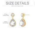 TOUPOP 14K Gold Plated Sterling Silver Birthstone Teardrop Dangle Earrings-0-3