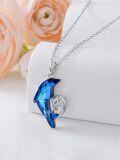wholesale 925 Sterling Silver Blue Crystal Dolphin Pendant Necklace s for Women Girls Mom Girlfriend-0-4