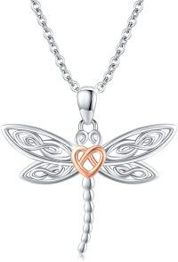 wholesale 925 Sterling Silver Celtic Heart Dragonfly Pendant Necklace for Women-Celtic