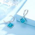 wholesale 925 Sterling Silver Natural Turquoise Square Drop Leverback Earrings-0-2