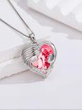 wholesale  Sterling Silver & White Gold Plated Ruby Heart Crystal Necklace for Mom - Austrian Crystal Mother's Day Gift-0-2