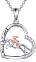 wholesale 925 Sterling Silver Horse Pendant Necklace with Believe in Yourself Engraving for Women Animal Lovers -0-0