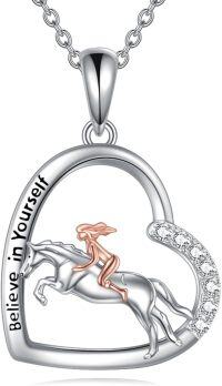 wholesale 925 Sterling Silver Horse Pendant Necklace with Believe in Yourself Engraving for Women Animal Lovers -Horse