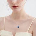 wholesale 925 Sterling Silver Cardinal Necklace With Blue Heart Pendant-0-4