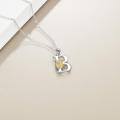 wholesale 925 Sterling Silver Gold & Sterling Silver Sunflower Initial Necklace with CZ Charm - Personalized Gift for Women-0-3