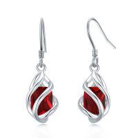 wholesale 925 Sterling Silver Twisted Design Yellow Gemstone Drop Earrings-07-July-Ruby