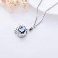 wholesale 925 Sterling Silver Blue Crystal Angel Wings Heart Keepsake Pendant Necklace with Funnel and Fill Tool-0-2