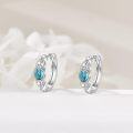 wholesale 925 Sterling Silver Oval Turquoise Huggie Hoop Earrings with Scroll Design-0-2