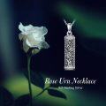 wholesale 925 Sterling Silver Rose Daisy Cylinder Cremation Keepsake Pendant Necklace for Women and Men-0-1