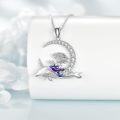wholesale 925 Sterling Silver Mermaid on Dolphin Moon Pendant Necklace s for Women-0-2