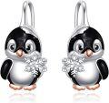 wholesale 925 Sterling Silver Penguin Snowflake Stud Earrings for Women-0-0