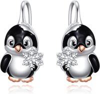 wholesale 925 Sterling Silver Penguin Snowflake Stud Earrings for Women-Penguin Earrings