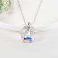 wholesale 925 Sterling Silver Opal Lighthouse Wave Pendant Necklace for Women and Girls-0-1