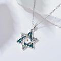 wholesale 925 Sterling Silver Turquoise Star of David Pendant with Yellow Stone and Chain for Women-0-2