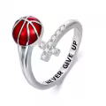 TOUPOP Sterling Silver Crystal Christmas Birthday Gifts For Sports Fans Rings-0-0