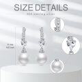 wholesale 925 Sterling Silver Freshwater Pearl Drop Earring with Leaves and Cubic Zirconia Gift for Her-0-3