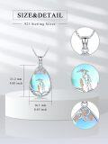 wholesale 925 Sterling Silver 925 Teardrop Moonstone Couple's Necklace with Umbrella Design - Romantic Gifts for Her Him Lover Anniversary Jewelry-0-2