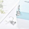 wholesale 925 Sterling Silver Raccoon Shape Cubic Zirconia Huggie Hoop Earrings for Women Girls  43mm Diameter-0-1