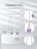wholesale 925 Sterling Silver Birthstone Threader Earrings Infinity Long Chain Drop Pull Through 12 Stone Birthday Jewelry Gifts for Women-0-49