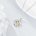 wholesale 925 Sterling Silver Penguin Charm Circle Pendant Necklace with Cubic Zirconia - Cute s for Women-0-4