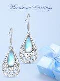 wholesale 925 Sterling Silver Teardrop Moonstone Bohemian Drop Earrings for Women-0-1
