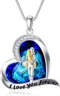 wholesale TOUPOP Father And Daughter Necklace 925 Sterling Silver Daughter Necklace From Dad Heart Crystal Pendant I Love You Forever Jewelry Birthday Christmas Gifts For Women -0-0