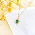 wholesale 14K Gold Emerald Necklace for Women 16+1+1 Inch May Birthstone Gift-0-2