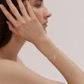 wholesale 14K Gold Pearl Crescent Moon Cross Charm Bracelet for Women - Adjustable Length-0-3