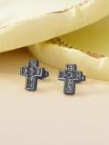 wholesale 925 Sterling Silver Cross Stud Earrings with Cubic Zirconia - Religious  for Her-0-10