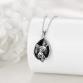 wholesale 925 Sterling Silver Phoenix Black Onyx Teardrop Pendant Necklace Platinum Plated-0-3