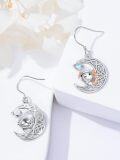 wholesale 925 Sterling Silver Moon Axolotl Drop Earrings Gift for Women Girls-0-2
