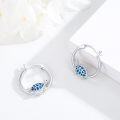 wholesale 925 Sterling Silver Turtle Blue Enamel Hoop Earrings for Women Girls-0-1