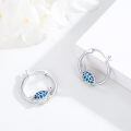 wholesale 925 Sterling Silver Turtle Blue Enamel Hoop Earrings for Women Girls-0-1
