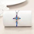 wholesale 925 Sterling Silver Blue & Purple Enamel Faith Cross Pendant Necklace for Women-0-2